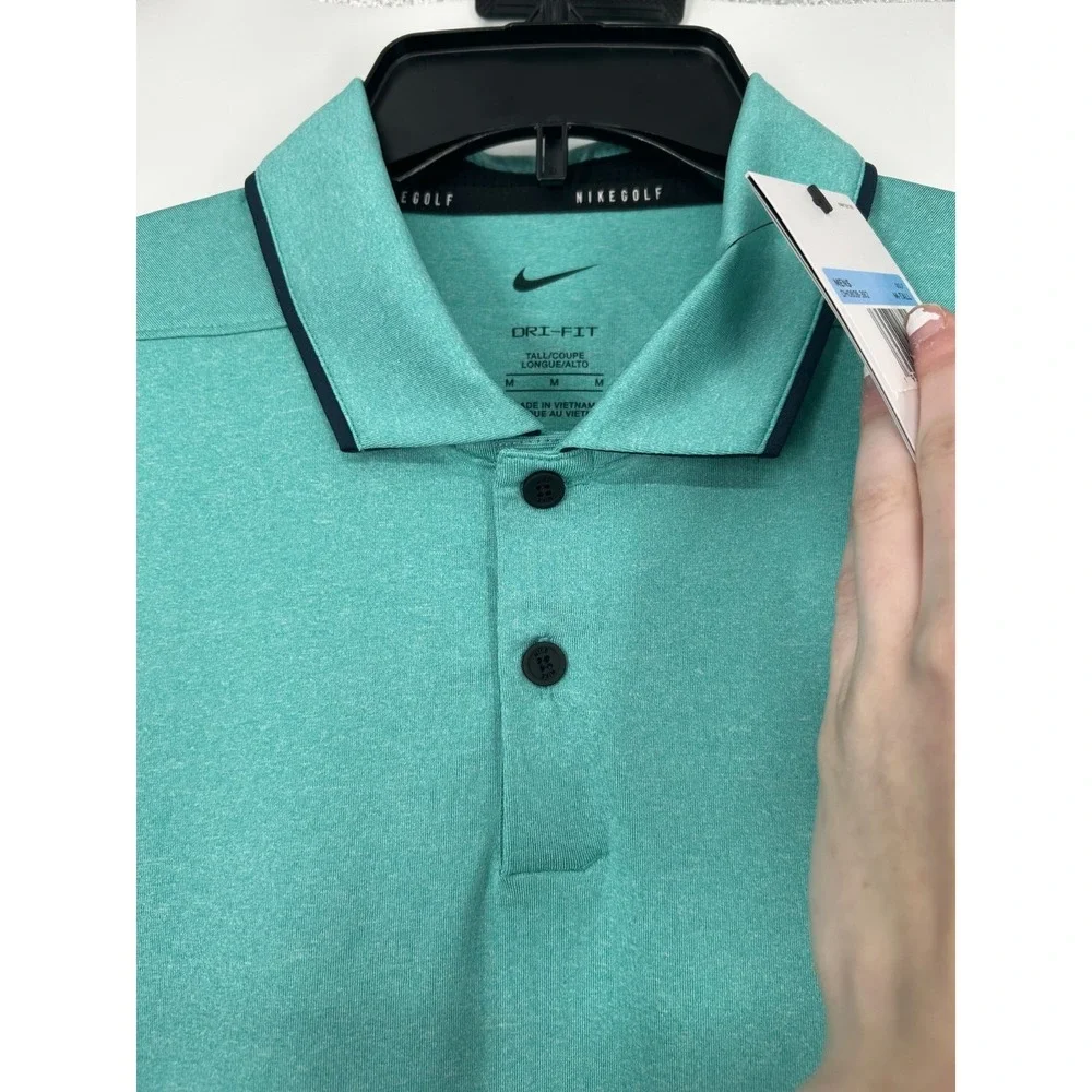 Nike Vapor Golf Polo Shirt MT Medium Tall Teal Short Sleeve Dri Fit DH0608-392